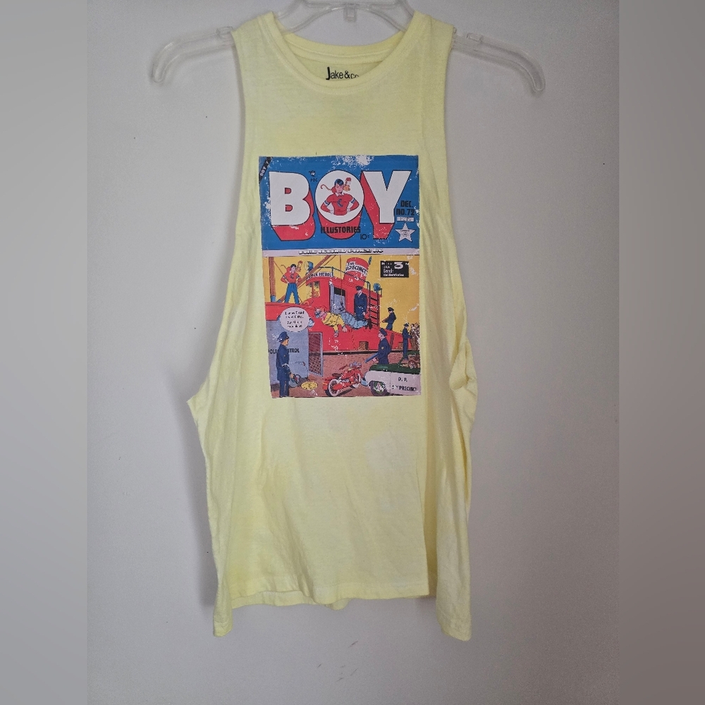 Custom Yellow 🏳️‍🌈Comic Graphic Mens Muscle Tank Top